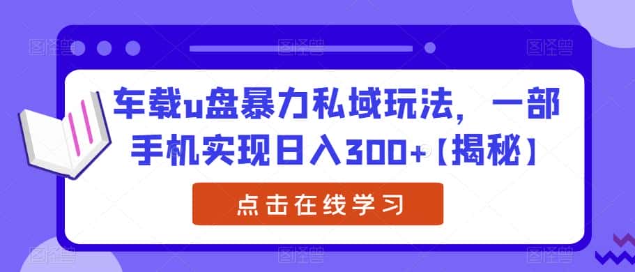 车载u盘暴力私域玩法，一部手机实现日入300+【揭秘】-优优云创