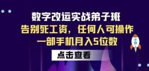 数字改运实战弟子班：告别死工资，任何人可操作，一部手机月入5位数-优优云创