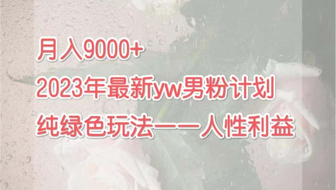 （7111期）月入9000+2023年9月最新yw男粉计划绿色玩法——人性之利益-优优云创