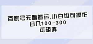 百家号无脑搬运，小白也可操作，日入100-300，可矩阵【仅揭秘】-优优云创