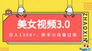 美女视频3.0，变现新思路，新手小白轻松上手，单日可达1300+(教程+素材+文案）-优优云创