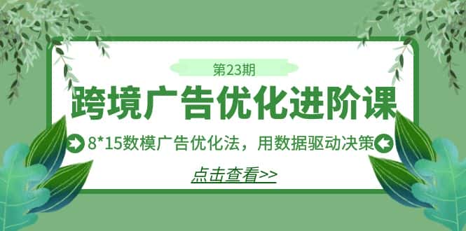 （7131期）跨境广告·优化进阶课·第23期，8*15数模广告优化法，用数据驱动决策-优优云创