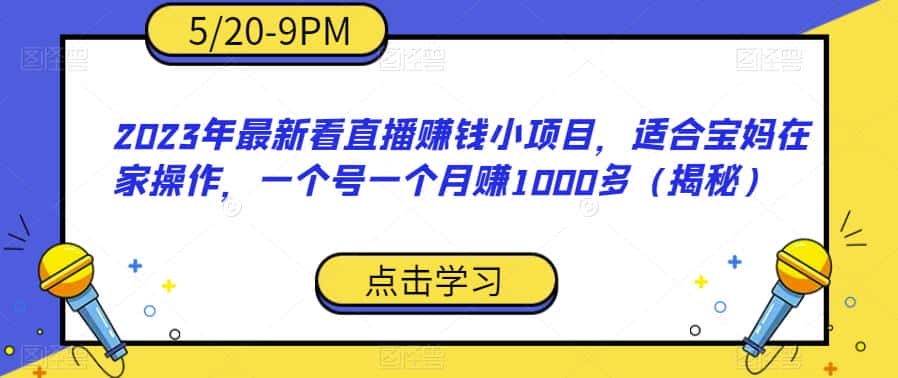 2023年最新看直播赚钱小项目，适合宝妈在家操作，一个号一个月赚1000多（揭秘）-优优云创