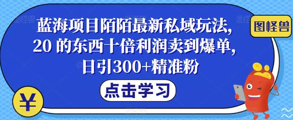 蓝海项目陌陌最新私域玩法，20 的东西十倍利润卖到爆单，日引300+精准粉【揭秘】-优优云创