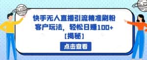 快手无人直播引流精准刷粉客户玩法，轻松日赚100+【揭秘】-优优云创网
