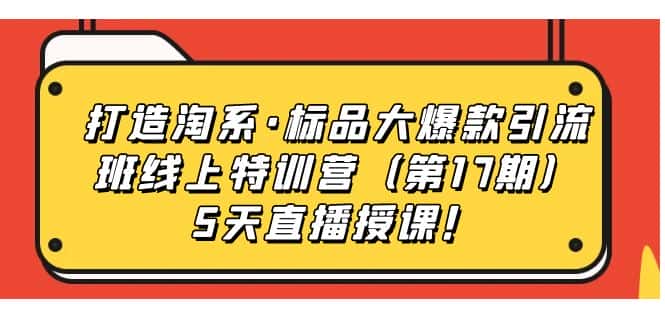 （7226期）打造淘系·标品大爆款引流班线上特训营（第17期）5天直播授课！-优优云创网