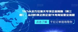 ‎TikTok全方位通关专项企业陪跑【第三期】，从0到1真正的企业TK电商运营全流程-优优云创