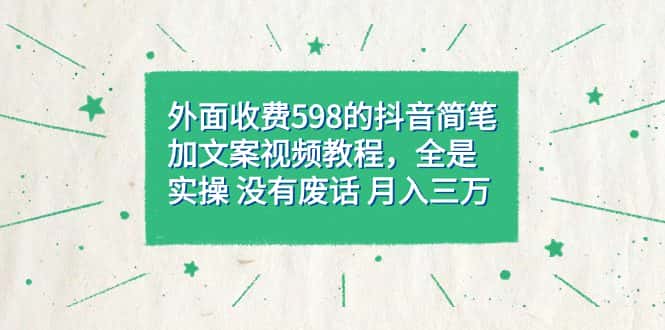 （7327期）外面收费598抖音简笔加文案教程，全是实操 没有废话 月入三万（教程+资料）-优优云创