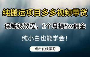 纯搬运项目多多视频带货保姆级教程，1个月搞5w佣金，纯小白也能学会【揭秘】-优优云创