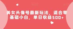 美女头像号最新玩法，适合零基础小白，单日收益500+【揭秘】-优优云创