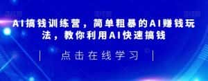 AI搞钱训练营，简单粗暴的AI赚钱玩法，教你利用AI快速搞钱-优优云创