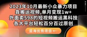 （7399期）外面卖598的10月最新短视频搬运黑科技，各大平台百分百过原创 靠搬运月入1w-优优云创