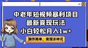 中老年短视频暴利项目最新变现玩法，小白轻松月入1w+【揭秘】-副业吧