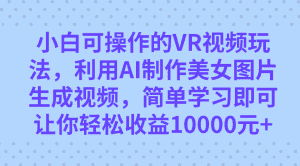 （7452期）小白可操作的VR视频玩法，利用AI制作美女图片生成视频，你轻松收益10000+-优优云创