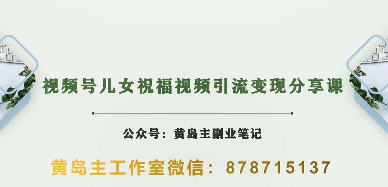 黄岛主·视频号儿女祝福视频引流变现分享课，银发经济新风囗【视频+素材】-优优云创