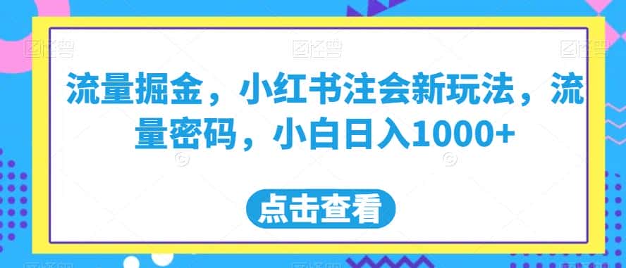 流量掘金，小红书注会新玩法，流量密码，小白日入1000+【揭秘】-优优云创