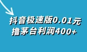 (7536期)抖音极速版0.01元撸茅台,一单利润400+-优优云创