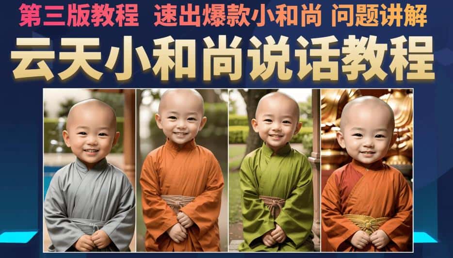 云天小和尚会说话，7天万粉（第3版教程），无需魔法，快速出爆款小和尚图片教程-优优云创
