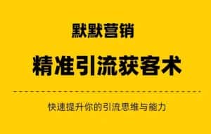 默默营销·精准引流+私域营销+逆袭赚钱（三件套）快速提升你的赚钱认知与营销思维-优优云创