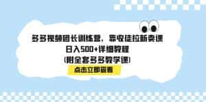 （7565期）多多视频团长训练营，靠收徒拉新卖课，日入500+详细教程(附全套多多教学课)-优优云创
