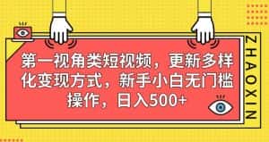 第一视角类短视频，更新多样化变现方式，新手小白无门槛操作，日入500+【揭秘】-优优云创