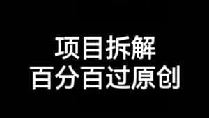 项目拆解赛道百分百过原创【揭秘】-优优云创