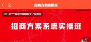 【一度招商】招商方案系统实操班 价值1980元-优优云创