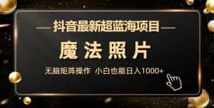 抖音最新超蓝海项目，魔法照片，无脑矩阵操作，小白也能日入1000+【揭秘】-优优云创