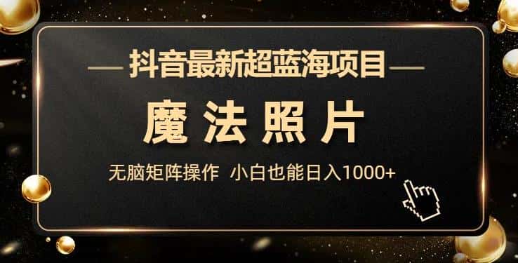 抖音最新超蓝海项目，魔法照片，无脑矩阵操作，小白也能日入1000+【揭秘】-优优云创
