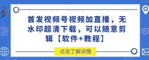 首发视频号视频加直播无水印超清下载，可以随意剪辑【软件+教程】-优优云创