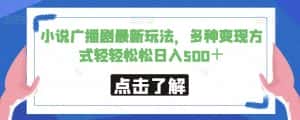 小说广播剧最新玩法，多种变现方式轻轻松松日入500＋【揭秘】-优优云创