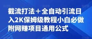 截流打法+全自动引流日入2K保姆级教程小白必做,附项目通用公式【揭秘】-副业吧
