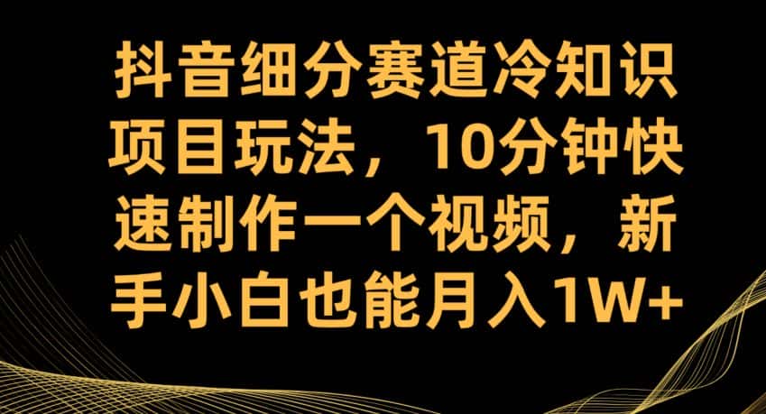 抖音细分赛道冷知识项目玩法，10分钟快速制作一个视频，新手小白也能月入1W+【揭秘】-优优云创