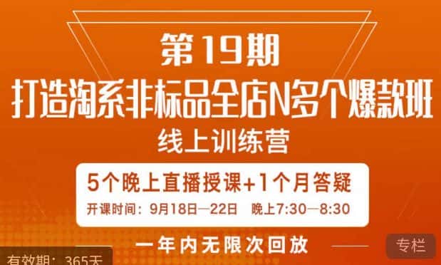 打造淘系非标全店N多个爆款线上课，​5天直播课-优优云创