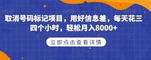 取消号码标记项目，用好信息差，每天花三四个小时，轻松月入8000+【揭秘】-优优云创