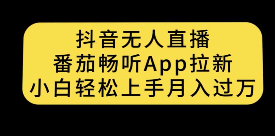 抖音无人直播，番茄畅听APP拉新，小白轻松上手月入过万-优优云创