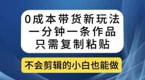 0成本带货新玩法，一分钟一条作品，只需复制粘贴就可以做-优优云创