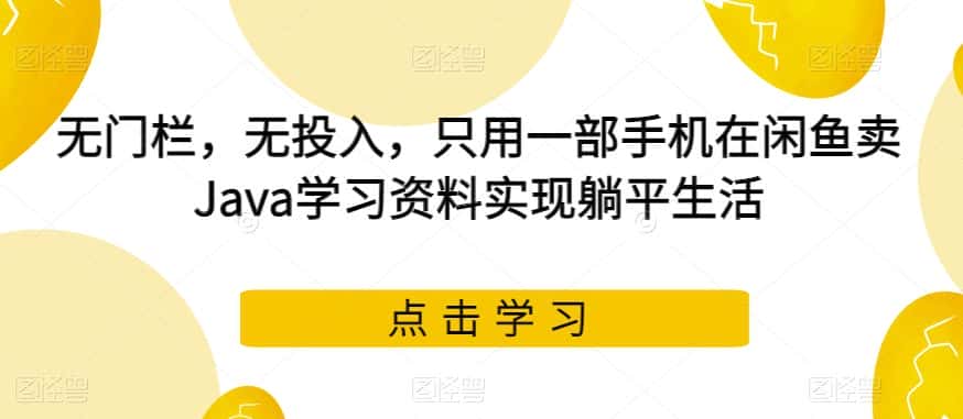 无门栏，无投入，只用一部手机在闲鱼卖Java学习资料实现躺平生活【揭秘】-优优云创