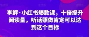 李鲆·小红书爆款课，十倍提升阅读量，听话照做肯定可以达到这个目标-优优云创