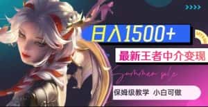 最新王者中介变现,日入1500+(教程+软件+1000G王者教学素材)【揭秘】-副业吧