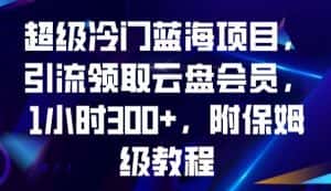 超级冷门蓝海项目，引流领取云盘会员，1小时300+，附保姆级教程-副业吧