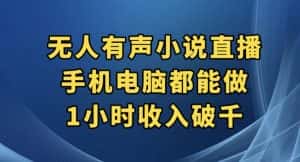 抖音无人有声小说直播，手机电脑都能做，1小时收入破千【揭秘】-优优云创