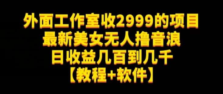 外面工作室收2999的项目最新美女无人撸音浪日收益几百到几千【教程+软件】（仅揭秘）-优优云创