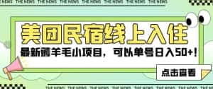 美团民宿线上入住，最新薅羊毛小项目，可以单号日入50+【揭秘】-优优云创