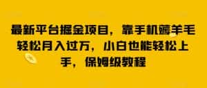 最新平台掘金项目，靠手机薅羊毛轻松月入过万，小白也能轻松上手，保姆级教程【揭秘】-优优云创