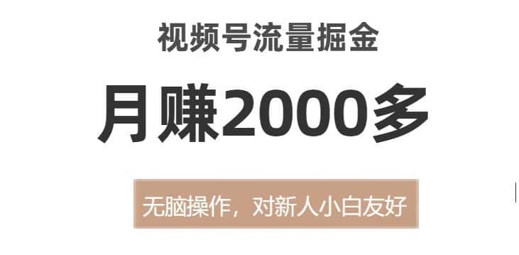 视频号流量掘金，无脑操作，对新人小白友好，月赚2000多【揭秘】-优优云创