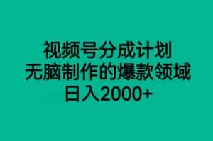 视频号分成计划，无脑制作的爆款领域，日入2000+-优优云创