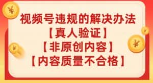 视频号【真人验证】【内容质量不合格】【非原创内容】的违规解决办法【揭秘】-优优云创网