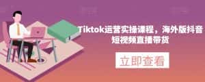 Tiktok运营实操课程，海外版抖音短视频直播带货-优优云创网