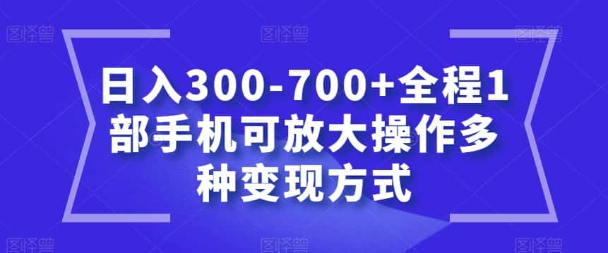 日入300-700+全程1部手机可放大操作多种变现方式【揭秘】-优优云创